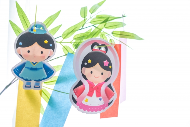 Decorated bamboo branch